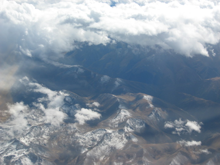 Looking down on a barren landscape