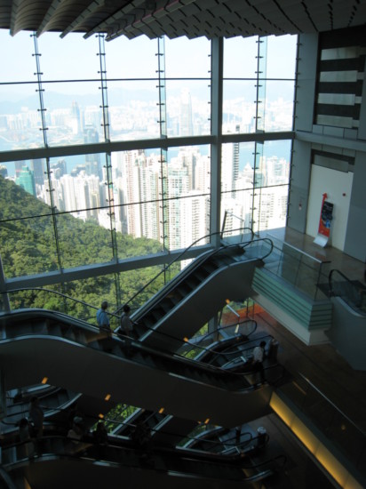 Escalators to/from the viewing platform on the top