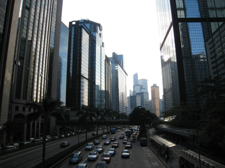 A main road on Hong Kong Island
