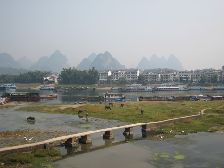 The river running by the town