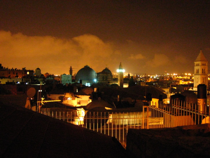 View from my hostel by night