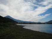 Mount Fuji partially visible on the shores of Lake Kawaguchi