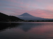 Mount Fuji seen over Lake Kawaguchi at sunset