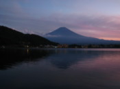 Mount Fuji seen over Lake Kawaguchi at sunset