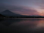 Mount Fuji seen over Lake Kawaguchi at sunset