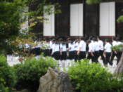 Some of the thousands of children visiting Sanjusangen Temple