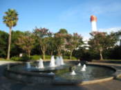 Fountain on approach to the bay area promenade