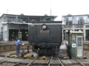 Old steam locomotive on the turntable