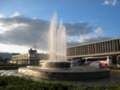 Fountain outside the peace memorial park in the evening