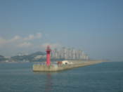 Approaching Busan by boat