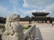 Sculpture on bridge at Gyeongbokgung Palace