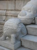 Decoration on a staircase outside Jibokjae