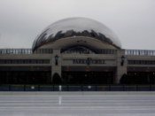 Big reflective donought reflects the ice rink