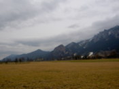 Fields and craggy rocks