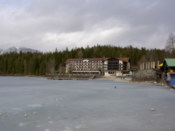 A hotel near the lake