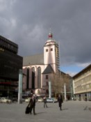 A church right next to the train station