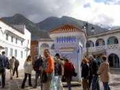 A building the middle of the square