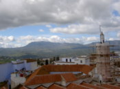 A nearby tower being worked on
