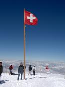 Me on the snow with the Swiss flag