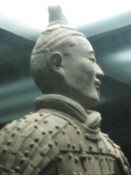 A warrior in a display cabinet