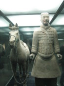 Warriror with a horse in a display cabinet