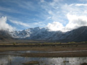 Snowy mountains in the distance