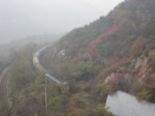 Train passing the mountain