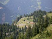 A train on the way up to Schynige Plateau
