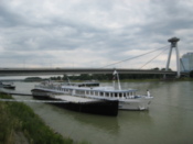 Looking back east to Novy Most, after going under it