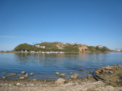 A harbor outside the city