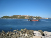 Ship seen near the lighthouse