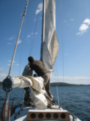 Preparing to sail back to the harbor
