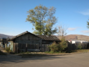 One of the remaining wooden buildings