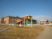 A temple amongst other monastery buildings