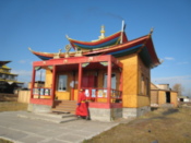 Monk entering a temple