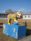 Tiger by the a temple