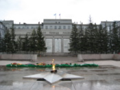 The war memorial's eternal flame