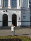 Nadia outside the university building