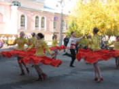 Dancers perform for a city holiday