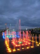 Lit up waterfalls