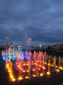 Lit up waterfalls
