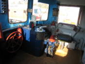 Cab of a diesel locomotive
