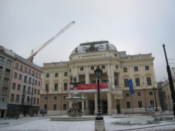 Slovak National Theater on a slightly snowy day