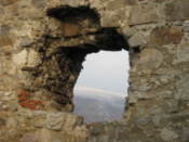 Snowy hills seen from Devin Castle
