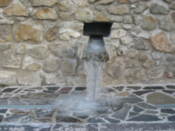 Frozen water outlet at Devin Castle