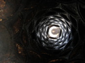 Looking up the chimney of the kitchen