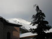 Looking up to mountains in the distance