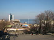 The Potemkin steps, with the passenger boat terminal in the distance