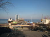 The Potemkin steps, with the passenger boat terminal in the distance